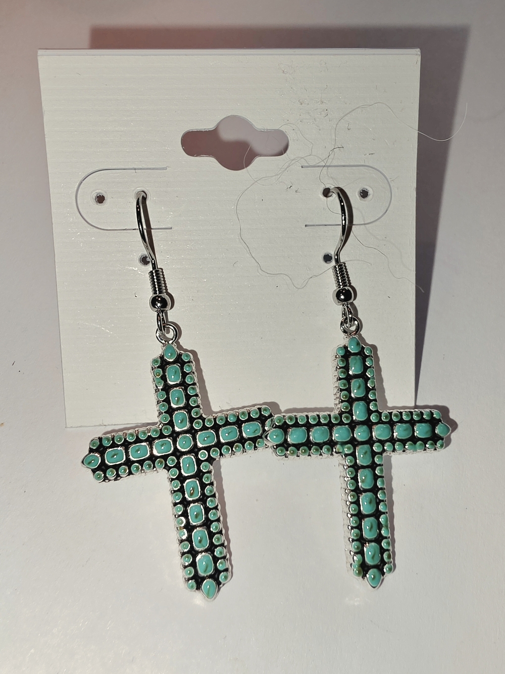 Turquoise/mint Color-Cross Drop Earrings - Women Jewelry